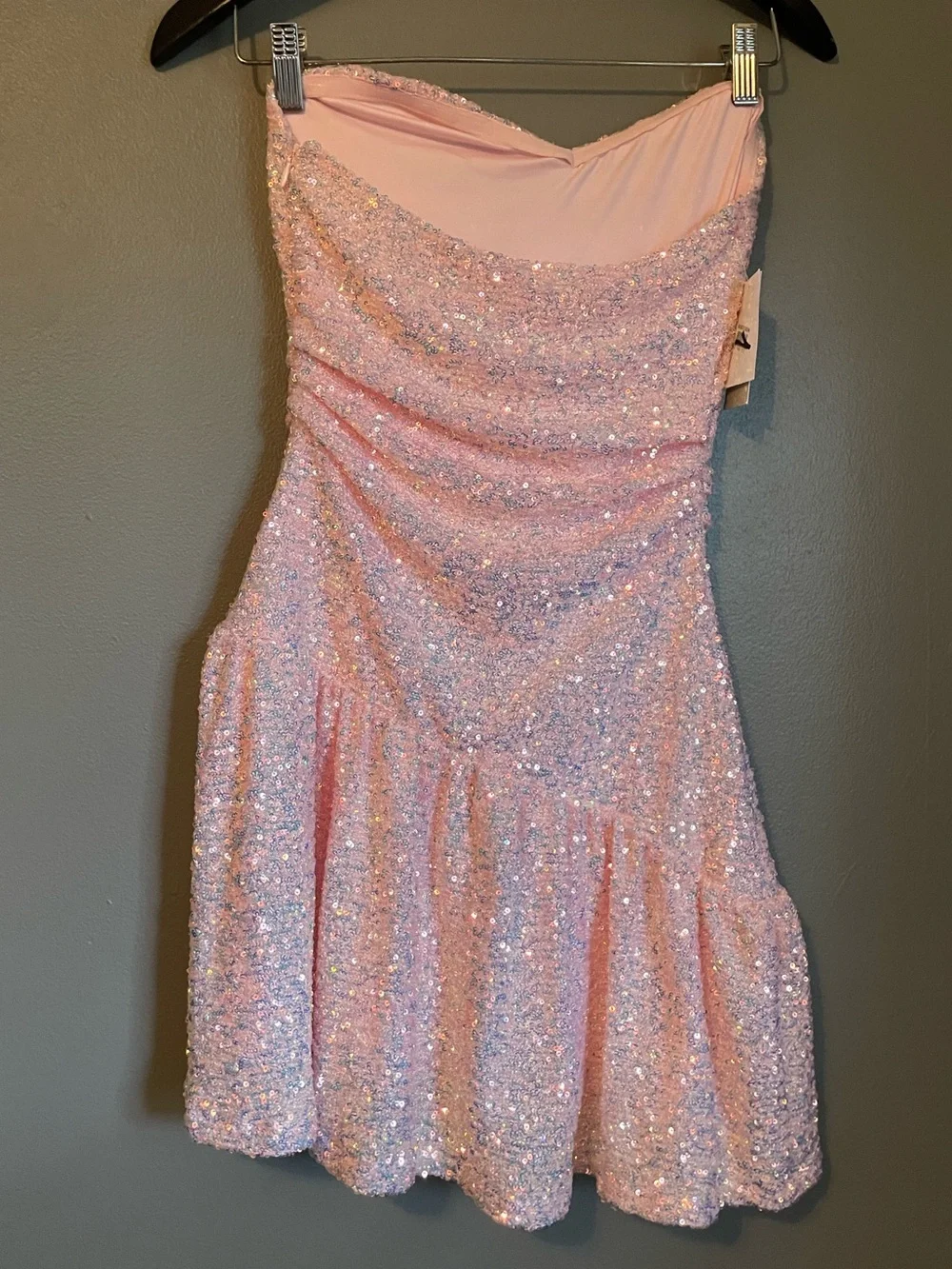 NWT BP Sz X-Small XS Women’s Pink Sequin Strapless Tube Mini Dress Ret $69!